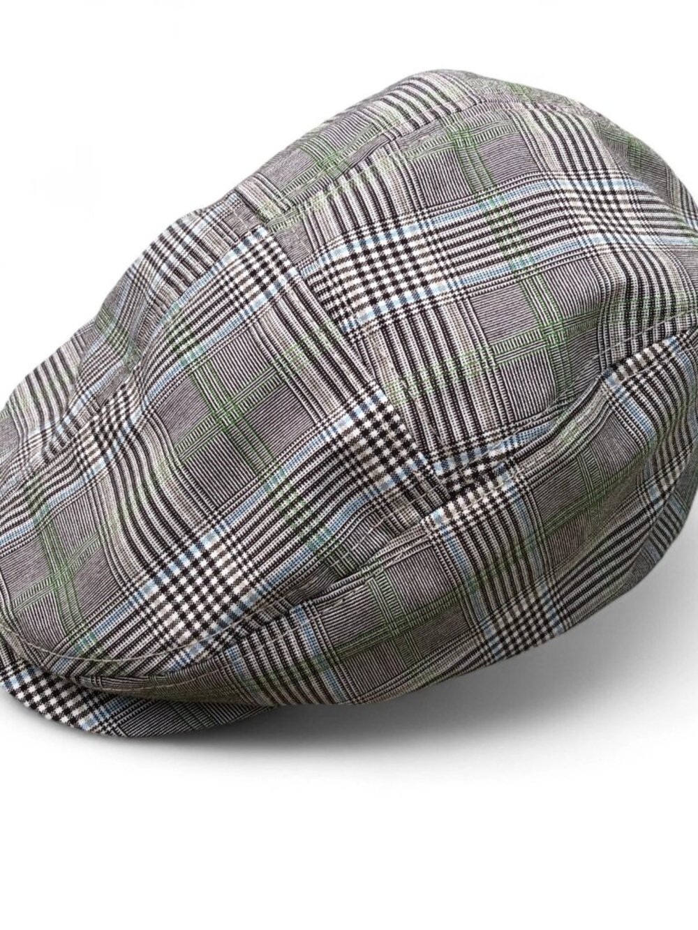 MEGA CAPS Rayon Blend Newsboy Hat Men's MEDIUM Grey Gatsby Cap Plaid